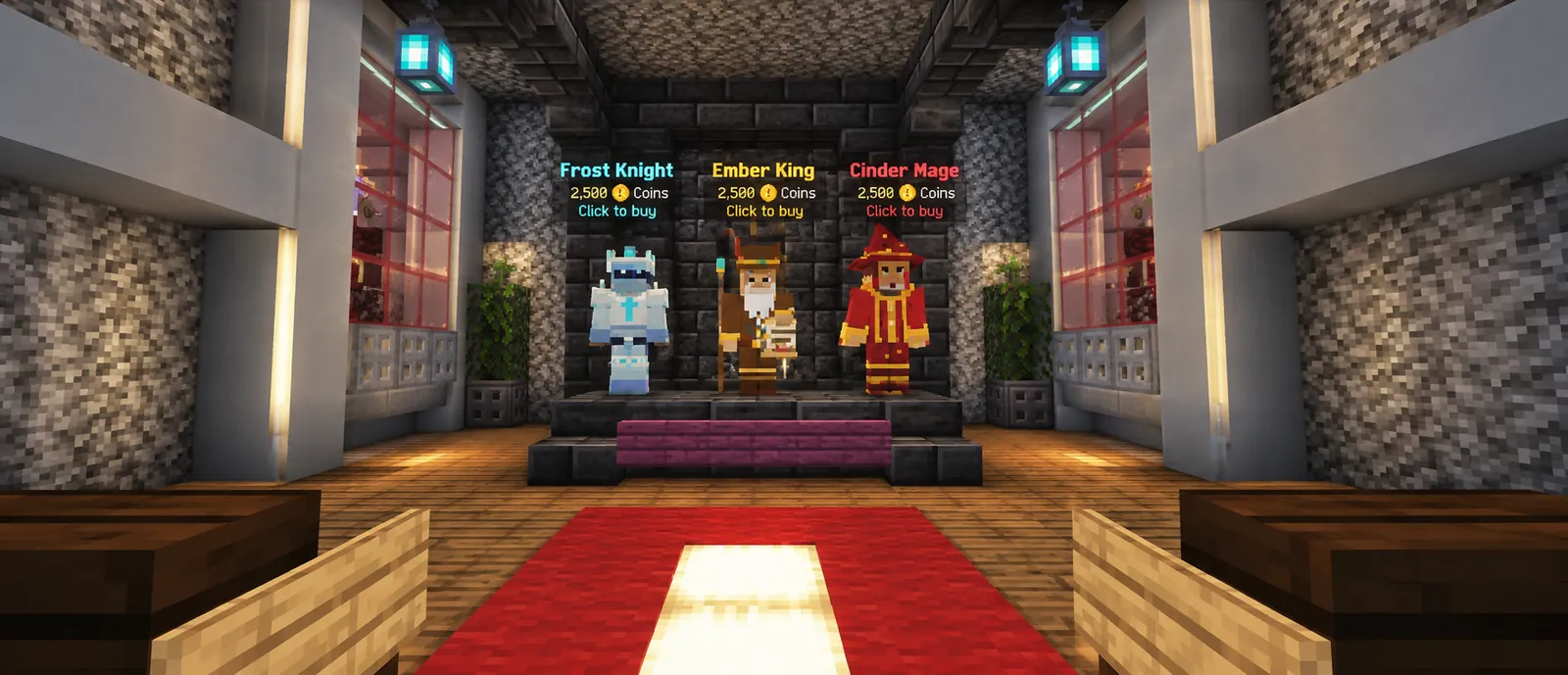 The Veyro cosmetics room with costumes on display